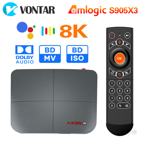AX95 4GB 128GB Smart TV Box Android 9.0 Amlogic S905X3 4K 8K Support Dolby BD MV BD ISO Dual Wifi Youtube Media player ► Photo 1/6