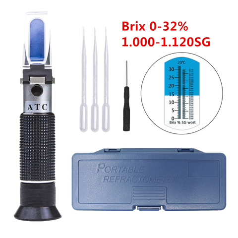 Hand Held 0-32% Brix Beer Brewing Refractometer 1.000-1.120SG Wort Specific Gravity Refractometer ► Photo 1/6