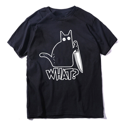 SCREEN PRINT 100% cotton short sleeve cool knife cat print men t shirt casual men Tshirt summer o-neck t-shirt men tee shirt ► Photo 1/6