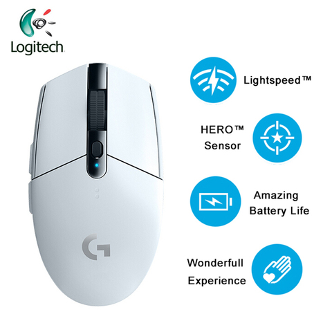 2022 Newest Logitech G304 LIGHTSPEED Wireless Mouse Gaming Mouse with HERO Sensor 12000dpi 400ips  AA Battery for Windows Mac ► Photo 1/6