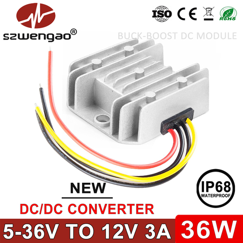 New Design 5-36V to 12V 3A DC DC Converters Step-up Step-down 36W 12 Volt Car Voltage Regulator Stabilizer for Cars Solar ► Photo 1/1