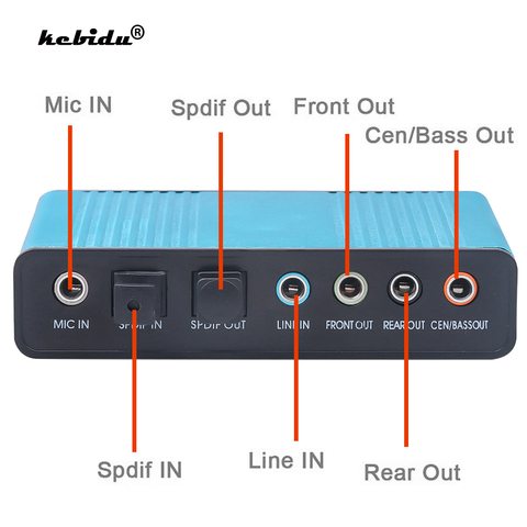 kebidu 2022 Professional USB Sound Card 6 Channel 5.1 Optical External Audio Card Converter CM6206 Chipset for Desktop Tablet ► Photo 1/6