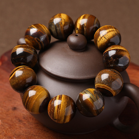 Natural tiger's eye stone bracelet, Buddha's bead and hand string to attract wealth and transport yellow tiger's eye jewelry ► Photo 1/5