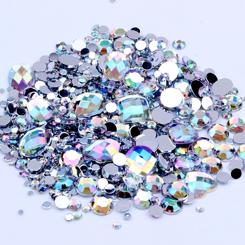 Mixed Sizes 1000pcs Crystal AB Round Acrylic Loose Flatback Rhinestones Nail Art Crystal Stones For Wedding Clothing Decoration ► Photo 1/6