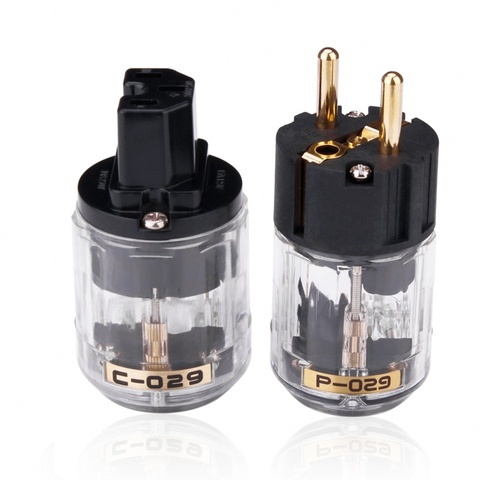 Gold Oyaide Plated P-029E+C-029 Schuko Power Plug hifi IEC Connector MATIHUR DIY For Audio Pair plug adapter Pair ► Photo 1/6