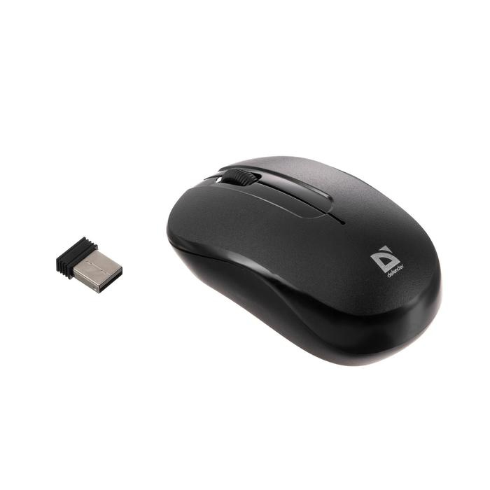 Mouse Defender Hit MM-495, wireless, optical, 1600 dpi, 2хAAA, USB, black 5531712 ► Photo 1/6