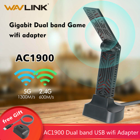 Wavlink AC1900 Dual Band USB 3.0 Adapter 5Ghz 1900mbps Wifi Antenna Dongle 2.4G 802.11AC wi-fi receiver Wireless Network Adapter ► Photo 1/6