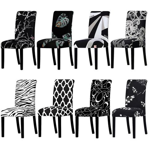 Stretch Black And White Chair Cover Universal Size Elastic Chair Covers Slipcovers Removable Dining Seat Covers Banquet Hotel ► Photo 1/6