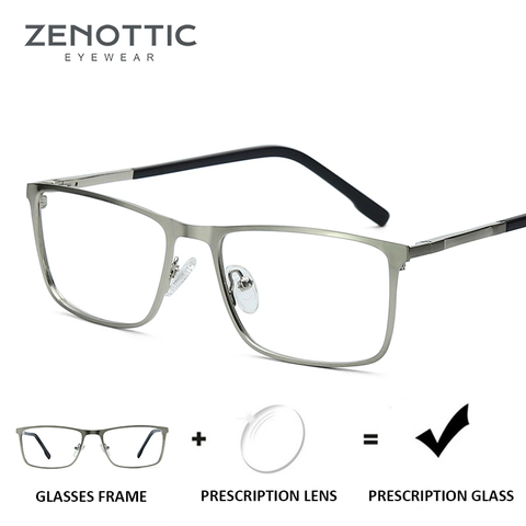 ZENOTTIC Alloy Square Glasses Frame Men Business Style Myopia Optical Eyewear Prescription Eyeglasses with Anti Blue Ray Lenses ► Photo 1/6