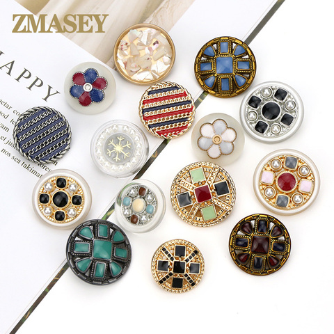 LKERAN 2022 New 5Pc 18/20/25MM High-end Metal Buttons Double Inlay Pearl Sewing button Coat Wool Buttons For Clothing ► Photo 1/5