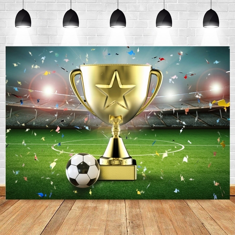 Champion Cup Football Soccer Field Stadium Grassland Baby Birthday Boy Custom Backdrop Photography Background For Photo Studio ► Photo 1/6