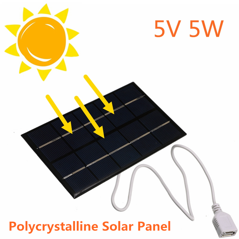 5W 5V USB Solar Panel Charger USB Port Cellphone Use Travel Portable