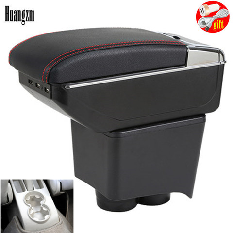 For Volkswagen VW Polo 9N 02-2009 2005 2006 2007 2008 Storage Box Center Console Leather Cup Holder Dual Layer Armrest Arm Rest ► Photo 1/6