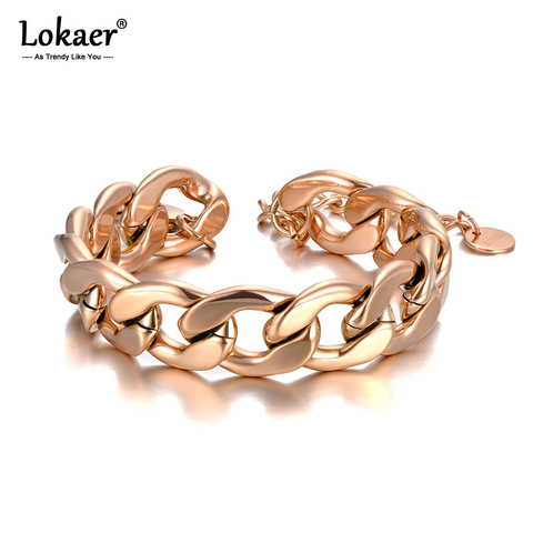 Lokaer Hiphop/Rock Titanium Stainless Steel Big Thick Chain Bracelets For Women Men Hyperbole Chain Link Bracelet Bangle B20018 ► Photo 1/6