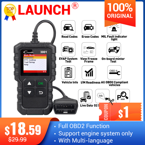 LAUNCH X431 Creader 3001 OBD2 scanner Provide OBDII/EOBD full function CR3001 Diagnostic tool PK ELM327 code reader tool ► Photo 1/6