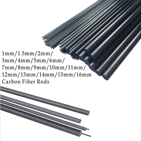 16pcs/Lot Carbon Fiber Rods For RC Plane DIY Tool Wing Tube Quadcopter Arm 1mm-16mm (0.5meter/pcs) ► Photo 1/6