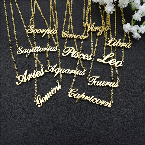 12 Zodiac Letter Constellations Pendants Necklace For Women Men Virgo Libra Scorpio Sagittarius Capricorn Aquarius Birthday Gift ► Photo 1/6