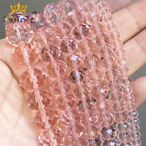 Faceted Pink Glass Crystal Rondelle Beads Loose Spacer Beads For Jewelry Making DIY Bracelet Charm Earrings 15''4/6/8/10/12/14mm ► Photo 1/6