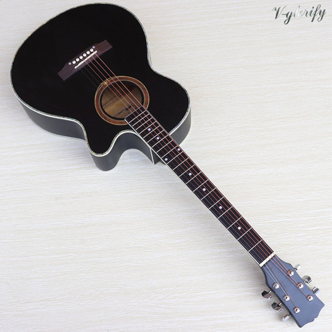 stock 40 inch full okoume wood 6 string acoustic guitar and red color high gloss cutway design folk guitar ► Photo 1/6