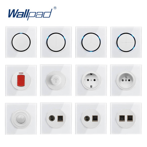 Wallpad 2022 New Arrival Random Click Push Button Wall Light Switch With LED Indicator Socket Crystal Glass Panel For Home ► Photo 1/6