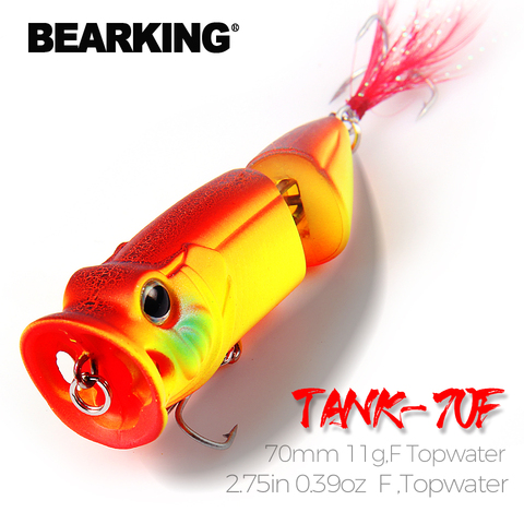 Bearking 5pcs/lot  fishing lures,hard bait 5 assorted colors, bearking popper 70mm 11g, Floating topwater baits free shipping ► Photo 1/6