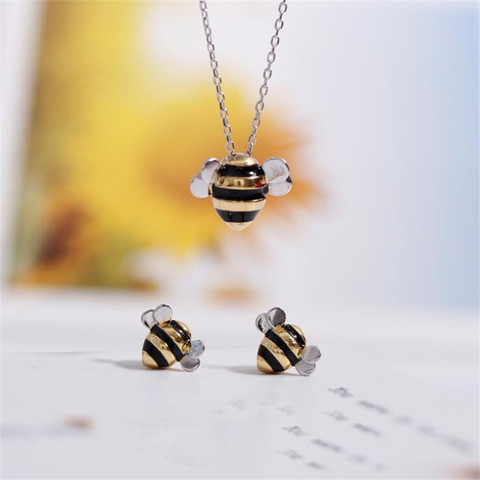 925 Sterling Silver Jewelry Wholesale Korean Fashion Cute Bee Exquisite Creative Female Personality Pendant Necklaces   H274 ► Photo 1/6