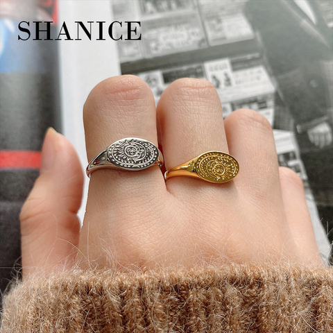 SHANICE 925 Sterling Silver Open Ring Retro Sun Moon Ring Minimalist Trendy Net Red Japanese and Korean Niche Finger Ring Punk ► Photo 1/2