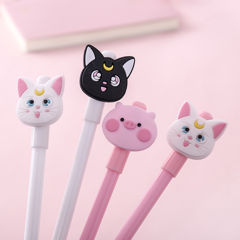Cartoon Animal Cat Erasable Gel Ink Pen School Writing Stationery Pen Supplies 