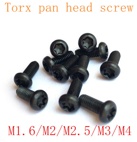 20-50pcs/lot M1.6 M2 M2.5 M3 M4 black torx round pan head screw ► Photo 1/1