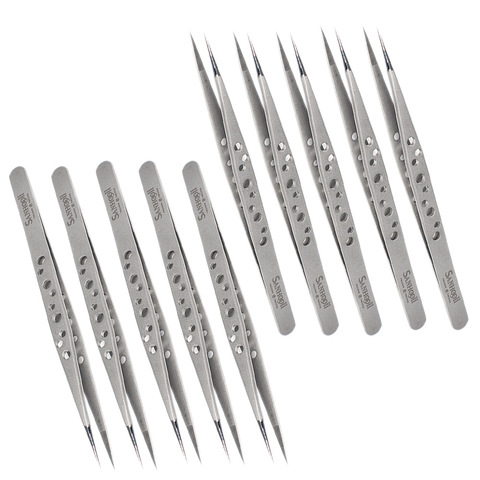 10PCS Electronics Tweezers ESD Straight Tip Precision Stainless Steel Forceps SMD BGA SMT Phone Repair Hand Tool Wholesale ► Photo 1/6