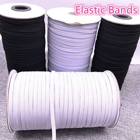 NEW 3/4/5/6/8/10/12mm 5 Yards Hight-Elastic Bands Spool Sewing Band Flat Elastic Cord White and Black Diy Handmade Sewmaterials ► Photo 1/5