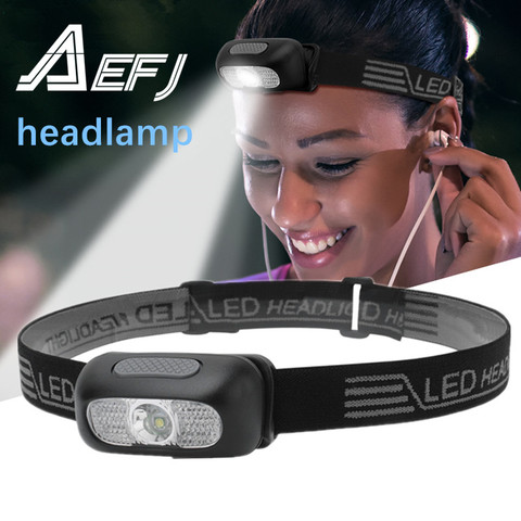 LED R5 Mini Headlamp red white Headlight USB Rechargeable Head Torch Flashlight Lamp Light Camping +USB Line ► Photo 1/6