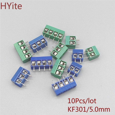 10Pcs/lot KF301-5.0-2P KF301-3P KF301-4P Pitch 5.0mm Straight Pin 2P 3P 4P Screw PCB Terminal Block Connector Blue Green ► Photo 1/4