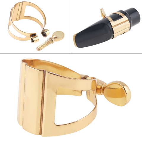 High Quality Professional Alto Saxophone Mouthpiece Ligature Gold-plated Brass Ligature Fastener for Rubber Mouthpieces ► Photo 1/6