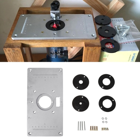 Aluminum Router Table Insert Plate w/ 4 Rings For Woodworking Benches Router Table Plate ► Photo 1/6