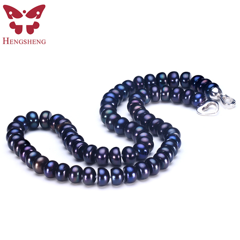 2022 Amazing New Real Black Pearl Jewelry Necklace For Women,Natural Freshwater Pearl Cute Love Shape Buckle,Fashion Jewelry ► Photo 1/5