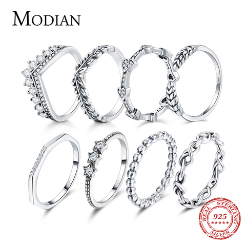 Modian Silver Gold Rose Shining Rings for Women Fashion 100% 925 Sterling Silver Stackable Finger Ring Wedding Statement Jewelry ► Photo 1/5