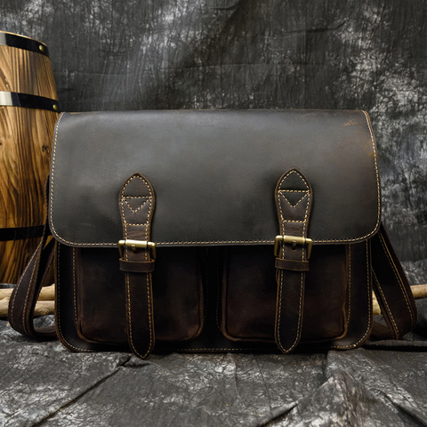 MAHEU Classic Design Leather Shoulder Bag Vintage Crossbody Bag Men Male Boy School Bag Hot Selling Sling Bag For A4 Books ► Photo 1/6