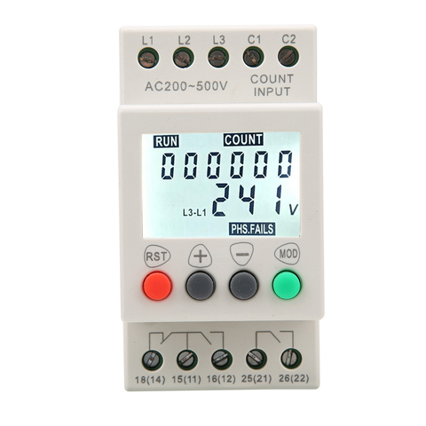 Voltage Protection 3 Phase Voltage Monitoring Sequence Protection Relay Din rail Adjustable Under Over Voltage Protector ► Photo 1/6