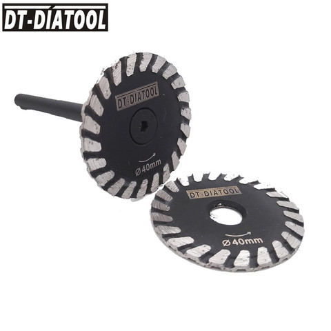 DT-DIATOOL 2pcs Mini Diamond Saw Blade Removable 6mm Shank Turbo Cutting Disc for Granite Marble Stone Concrete Grinding Wheel ► Photo 1/5