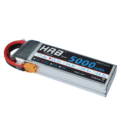 HRB 3s lipo battery 11.1v 5000mah 50C xt60 connector for Traxxas Axial RC Truggy Race  tanks Airplane drones helicopter boat ► Photo 1/6