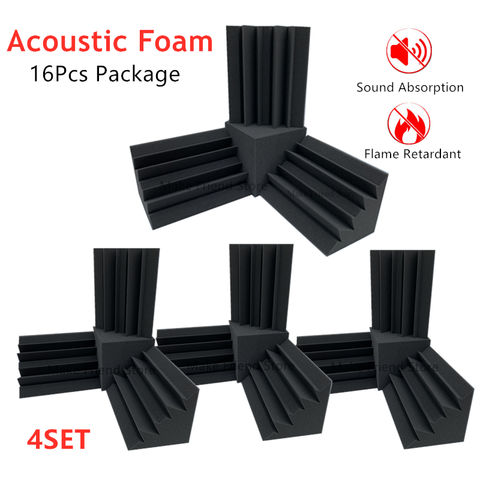 16Pcs/Set Acoustic Foam 12Pc 12x12x24 Bass Trap Wall Foam + 4Pc 15x15x15 Cube Sound Insulation Foam Flame Retardant High Density ► Photo 1/6