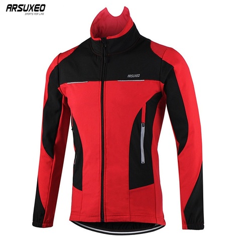 ARSUXEO Men Winter Thermal Cycling Jacket Windproof Waterproof MTB Bike Jacket Sports Softshell Coat Bicycle Clothing Reflective ► Photo 1/6