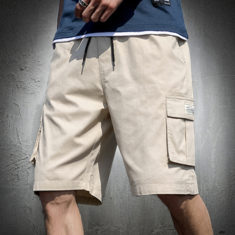 Mens Shorts Summer Cargo Shorts Fashion Knee Length Drawstring Men Shorts Cotton Khaki Work Bermudas Masculina Plus Size 7XL ► Photo 1/6