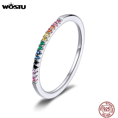 WOSTU Hot Sale Authentic 925 Sterling Silver Colorful Zircon Ring For Women Gift Mean Coloful Life And Show Nice Future CQR583 ► Photo 1/6