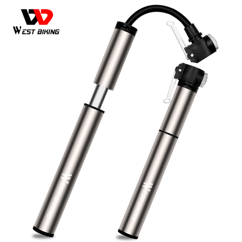 WEST BIKING 120PSI Bicycle Pump Hose Mountain Road Cycling Tire Inflator Schrader Presta Valve Alloy Portable Mini Bike Pump ► Photo 1/6