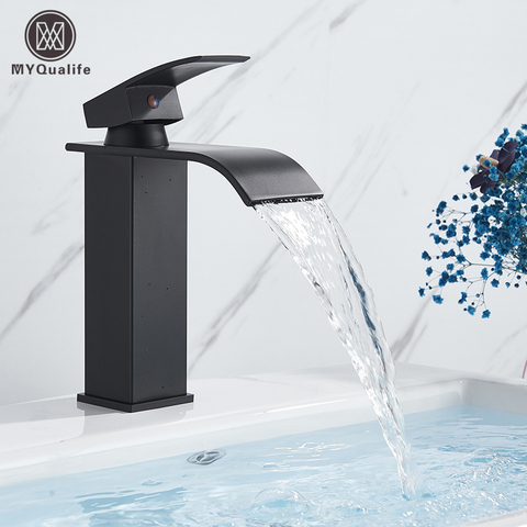Wholesale And Retail Deck Mount Waterfall Bathroom Faucet Vanity Vessel Sinks Mixer Tap Cold And Hot Water Tap ► Photo 1/6