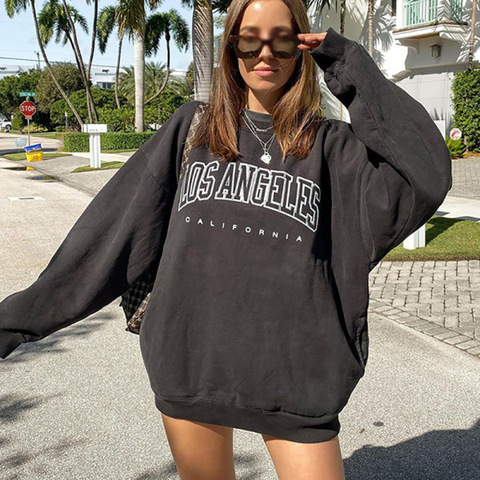 Hoodies Women Autumn 2022 Simple All-match Letter Printed Leisure Oversize Pullovers Korean Warm Loose Streetwear Sweatshirts ► Photo 1/6