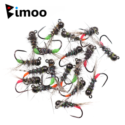 Bimoo 6PCS Tungsten Beadhead Pheasant Tail  Jig Fly Nymph Barbless Fly Euro Nymph Fly for European Nymphing Sinks Fast #14 #16 ► Photo 1/6