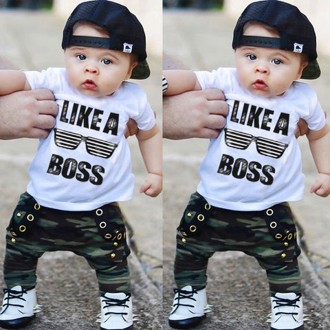 0-3Y Newborn Infant Toddler Baby Boy Clothes Set Kids Boys Cute Short Sleeve T-Shirt Top+Pants Outfits Clothing Set ► Photo 1/6